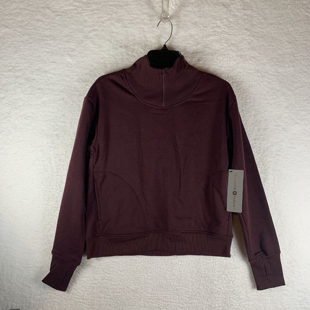 Harmony Balance Sweatshirt Womens‎ S Maroon Cotton Fleece Lined Long Sleeve 7051